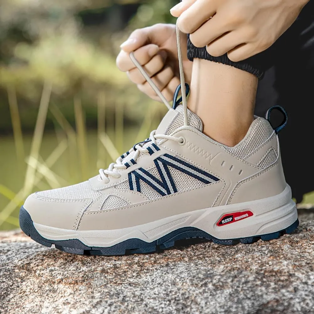 Men's Trail Running Shoes Hiking Shoes Breathable Mesh Upper Lace-Up Travel Shoes