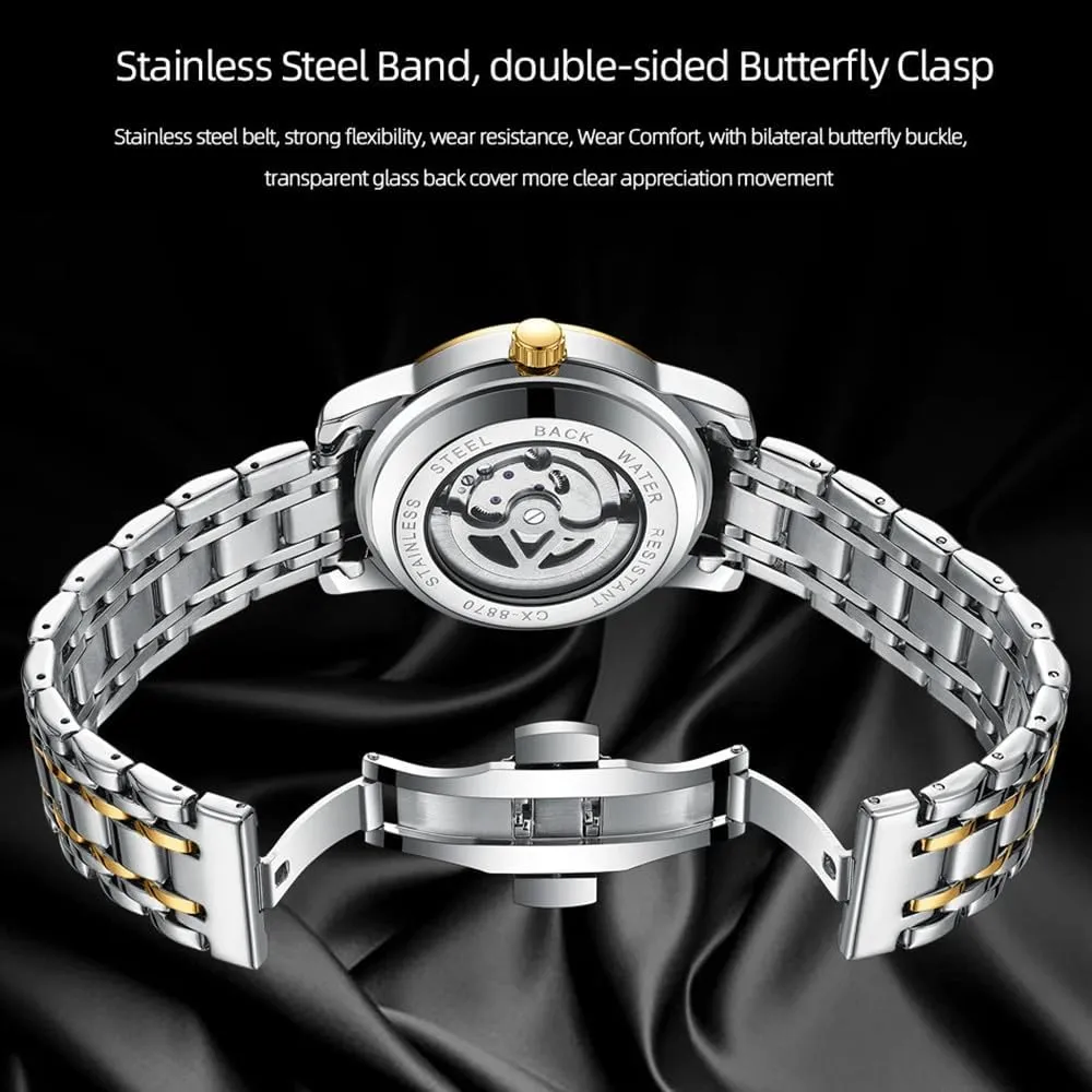 Mens Watch Luxury Stainless Steel Automatic Mechanical Tourbillon Wrist Watches for Men