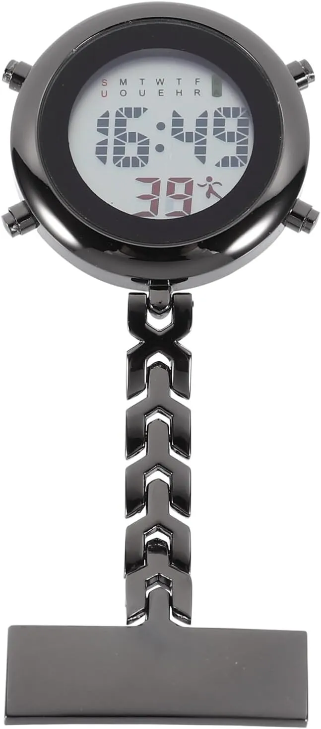 Mens Watches Digital Pocket Watch Clip on Watch for Nurses- Stainless Steel Hanging Watch Lapel Pin Watch Luminous Pocket Watch for Men Male Gifts Women Mens Watch