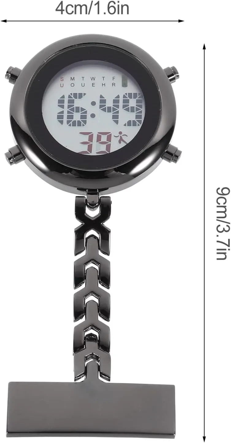 Mens Watches Digital Pocket Watch Clip on Watch for Nurses- Stainless Steel Hanging Watch Lapel Pin Watch Luminous Pocket Watch for Men Male Gifts Women Mens Watch