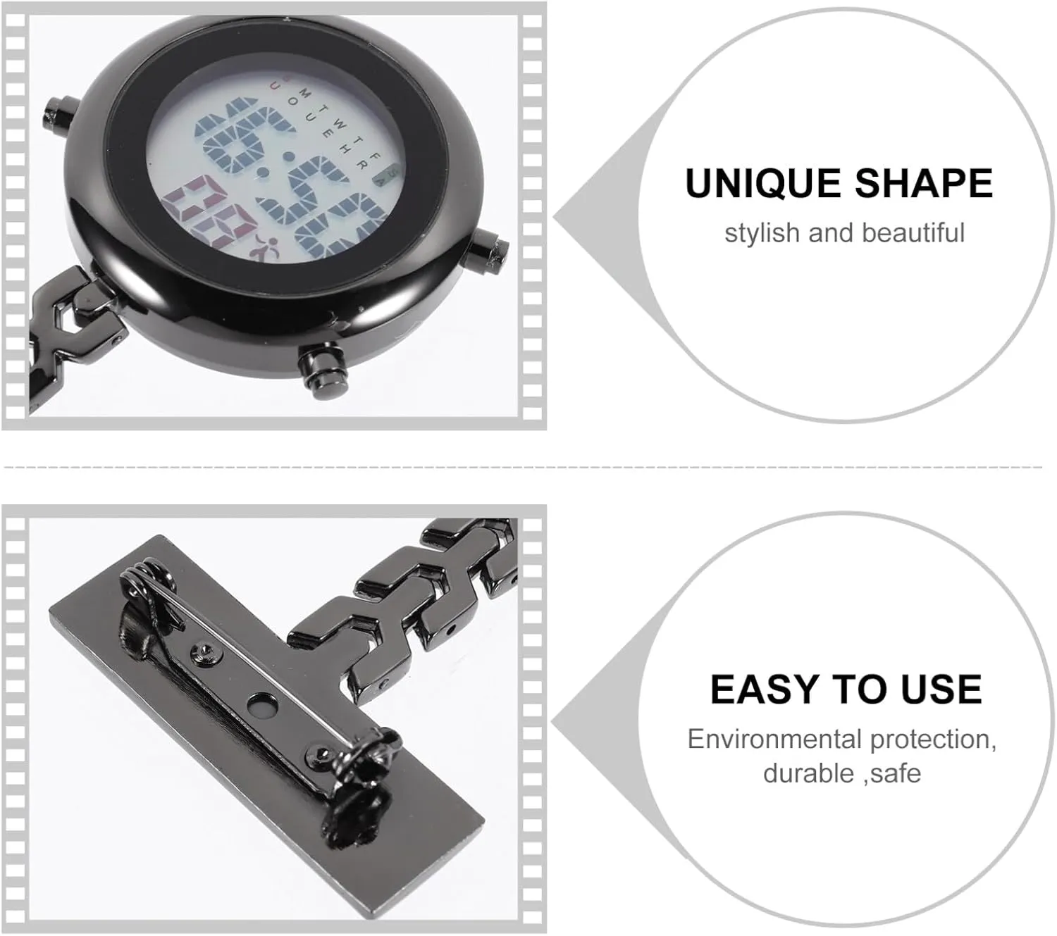 Mens Watches Digital Pocket Watch Clip on Watch for Nurses- Stainless Steel Hanging Watch Lapel Pin Watch Luminous Pocket Watch for Men Male Gifts Women Mens Watch
