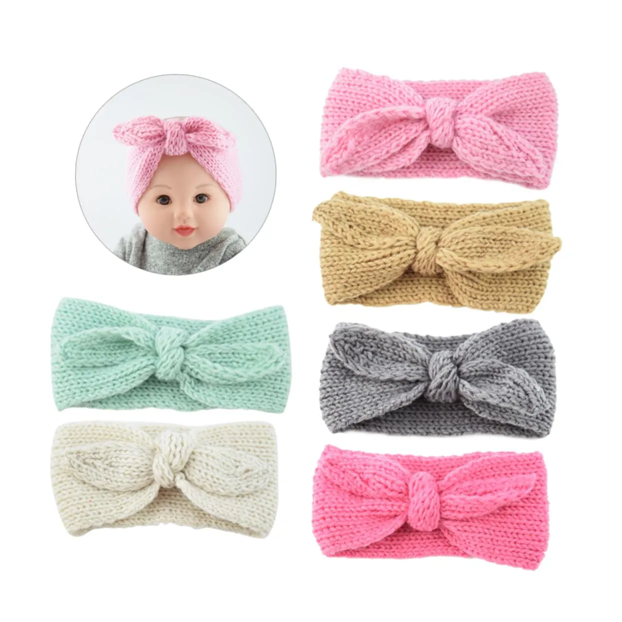MERRYHAPY Knitted Wool 6 Pack Women's Headbands Crochet Bowknot Headwrap Set Knotted Headbands for Girls Warm Stylish