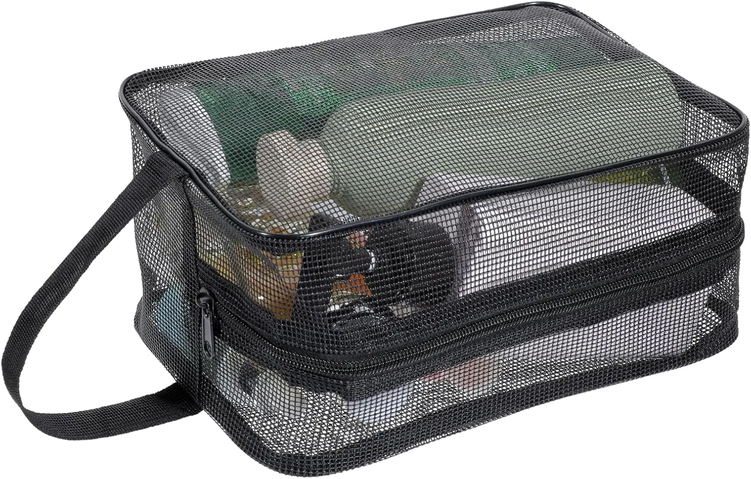 Mesh Shower Bag,Black Mesh Toiletry Bag Gym Toiletry Bag Portable Mesh Shower Caddy Dorm Toiletry Organizer Tote Quick-Dry Shower Bag for Men Women Gym Bathroom Camping College Dorm Room