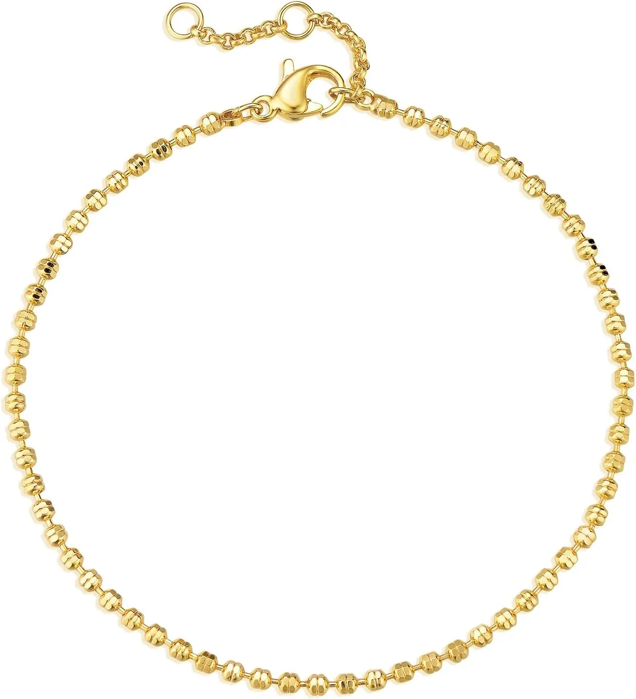 MEVECCO Dainty Gold Beaded Bracelets,18K Gold Plated Handmade Chain Bracelets Cute Chain Minimalist Bracelet for Women Jewelry Gifts