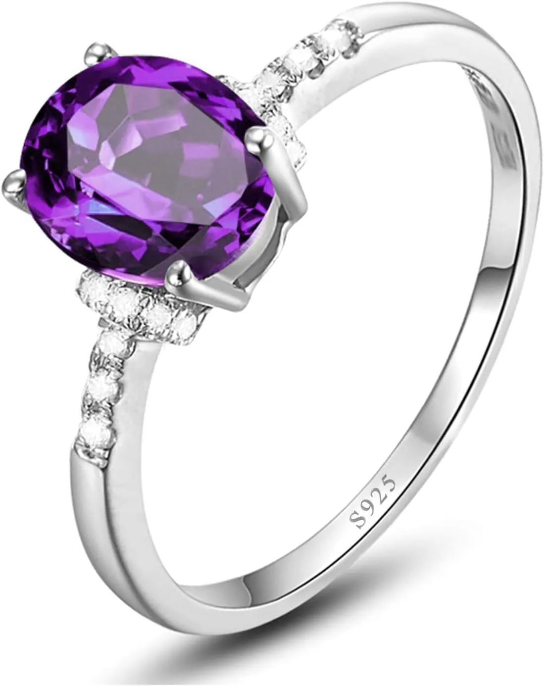 Midi Rings for Women, Oval CZ Engagement Rings for Women 925 Stealing Silver Purple Birthday Gifts Rings Size 4