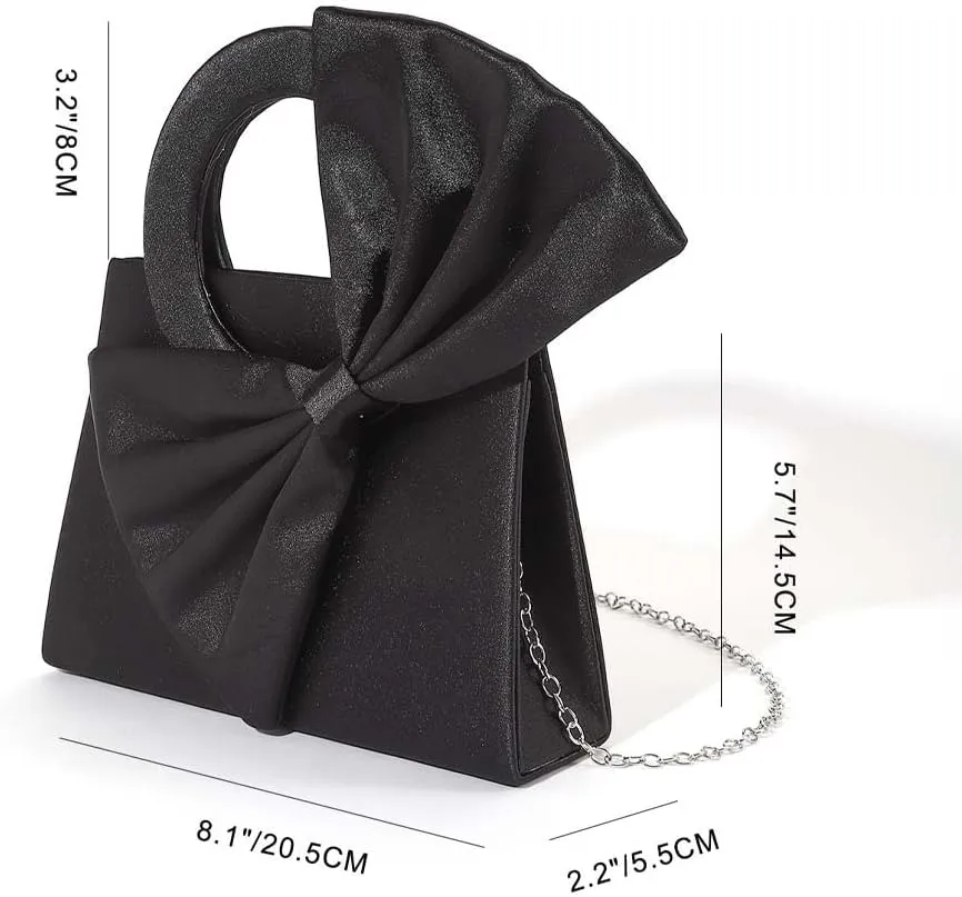 Molodo Evening Bag for Women Elegant Bowknot Evening Bag with Round Handle Trendy Clutch Purse Handbags Wedding Party