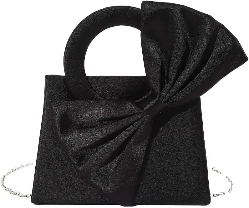Molodo Evening Bag for Women Elegant Bowknot Evening Bag with Round Handle Trendy Clutch Purse Handbags Wedding Party