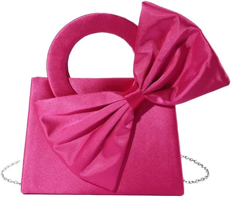 Molodo Evening Bag for Women Elegant Bowknot Evening Bag with Round Handle Trendy Clutch Purse Handbags Wedding Party