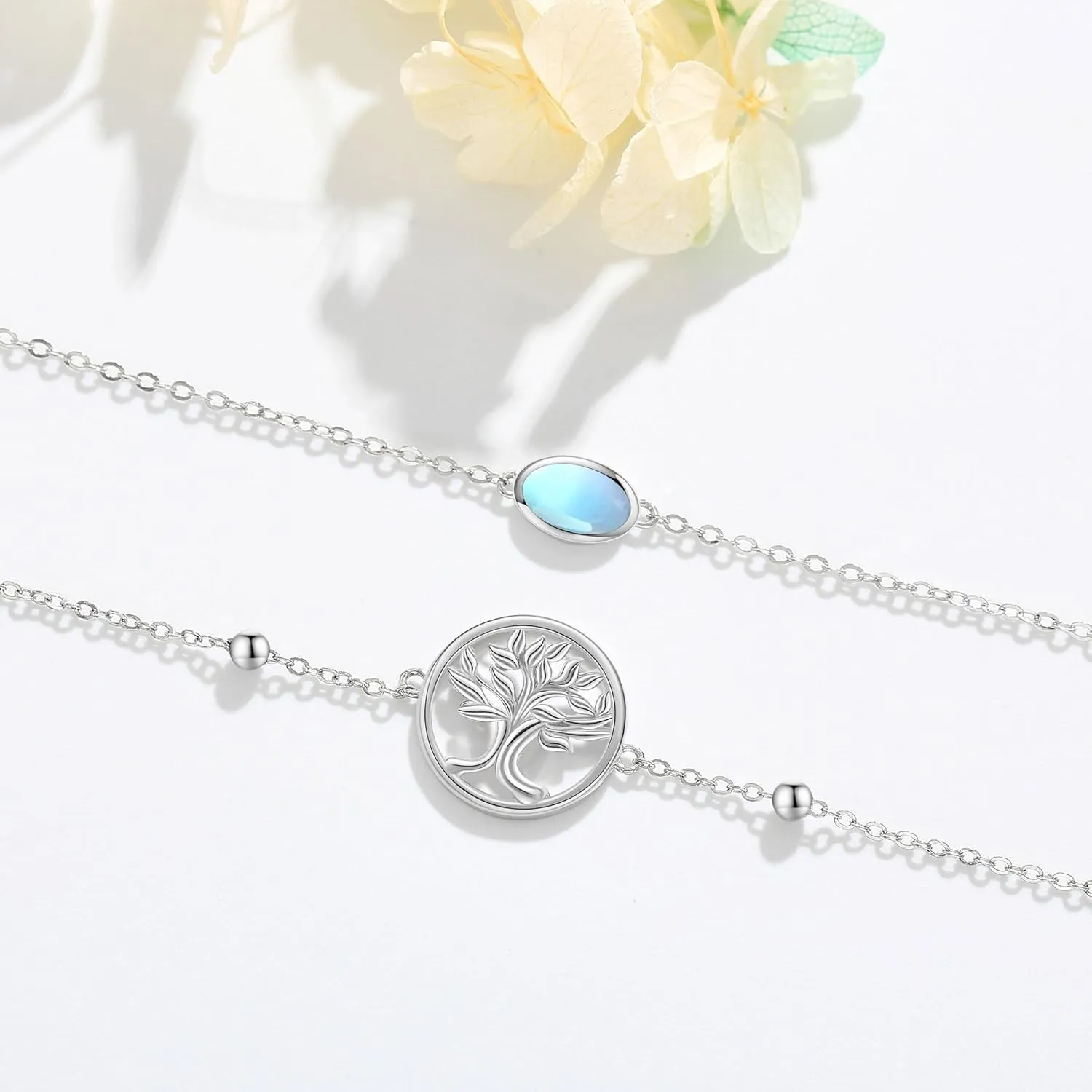 MONGAS Tree of Life/Dragonfly/Butterfly/Hamsa Evil Eye/Elephant/Daisy/Turtle Bracelets Sterling Silver Adjustable Bracelet Christmas Jewelry Gifts for Women