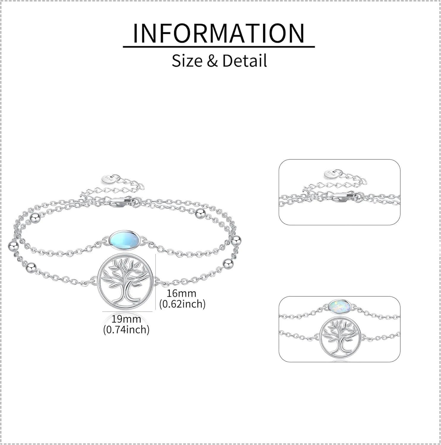 MONGAS Tree of Life/Dragonfly/Butterfly/Hamsa Evil Eye/Elephant/Daisy/Turtle Bracelets Sterling Silver Adjustable Bracelet Christmas Jewelry Gifts for Women