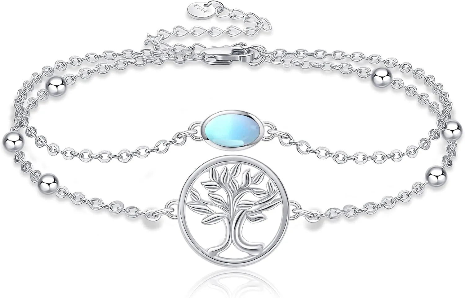 MONGAS Tree of Life/Dragonfly/Butterfly/Hamsa Evil Eye/Elephant/Daisy/Turtle Bracelets Sterling Silver Adjustable Bracelet Christmas Jewelry Gifts for Women