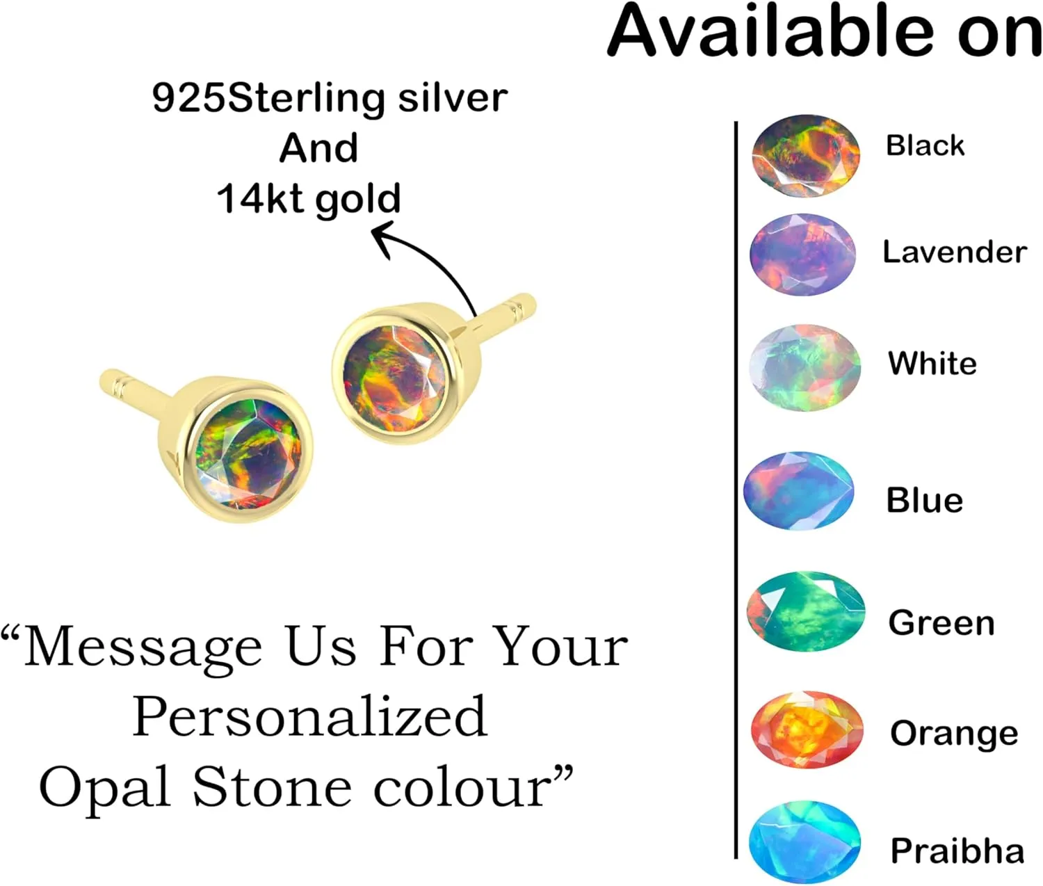 Natural Fire Opal Minimalist Stud Earring for Women | Genuine Round Opal Stud Earrings | Rainbow Fire Stud Earrings | 925 Sterling Silver/14K Gold Filled