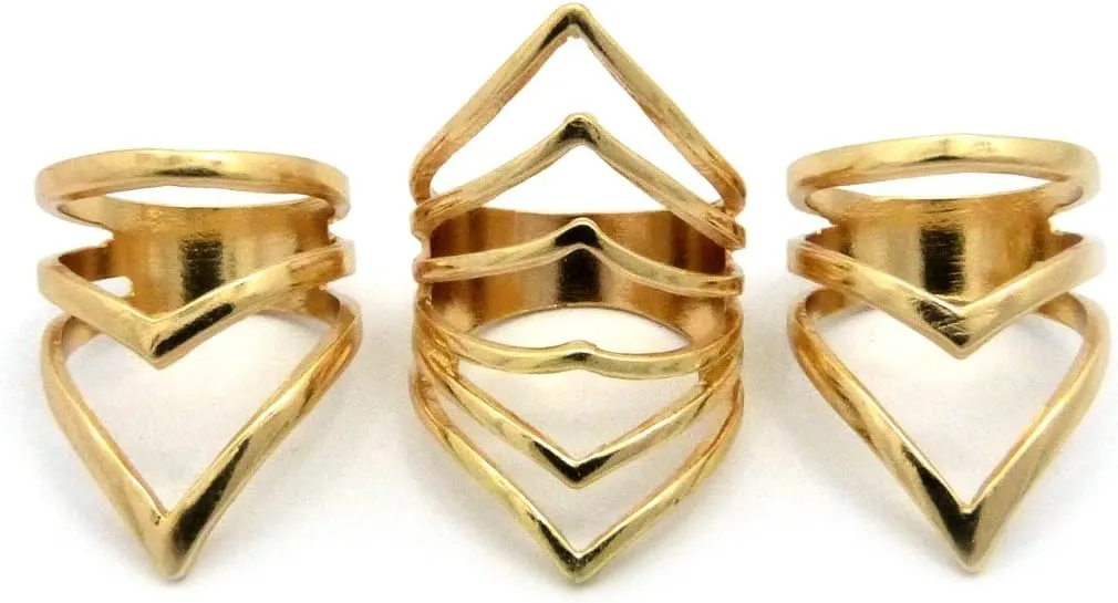 NYFASHION101 Women's 3 Piece Foxtail Midi Ring Set