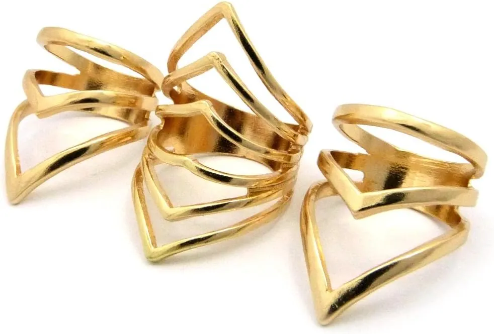 NYFASHION101 Women's 3 Piece Foxtail Midi Ring Set