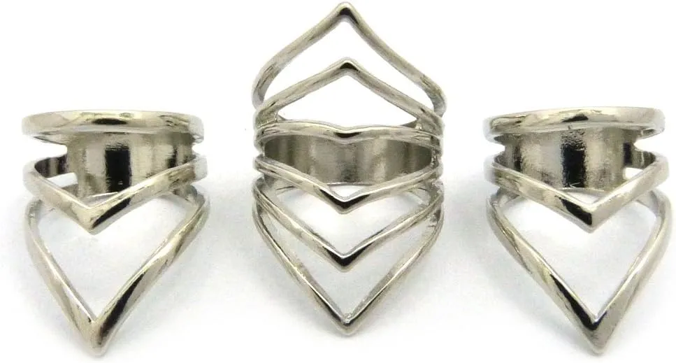 NYFASHION101 Women's 3 Piece Foxtail Midi Ring Set