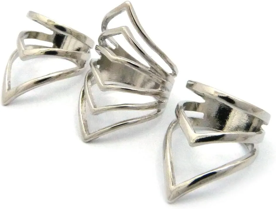 NYFASHION101 Women's 3 Piece Foxtail Midi Ring Set