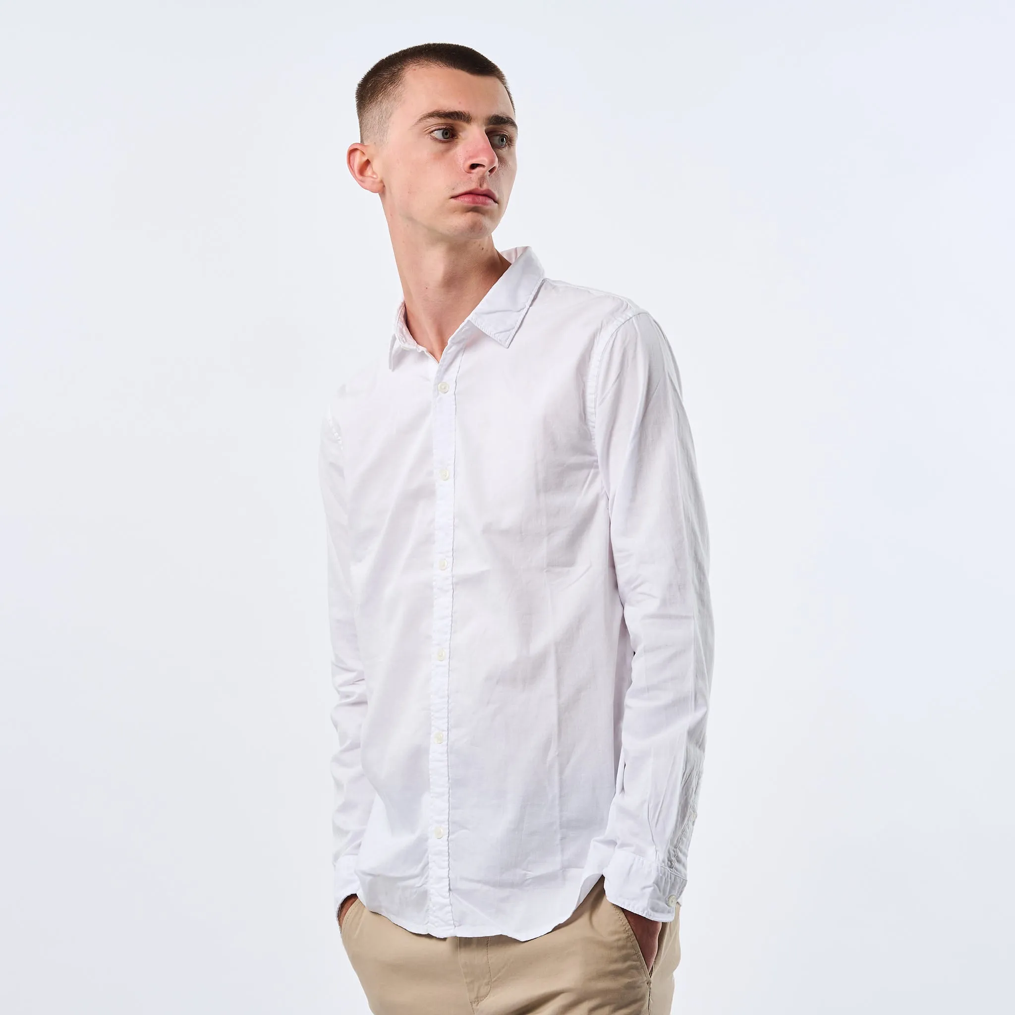 Omnitau Men's Varsity Organic Cotton Collared Shirt - White