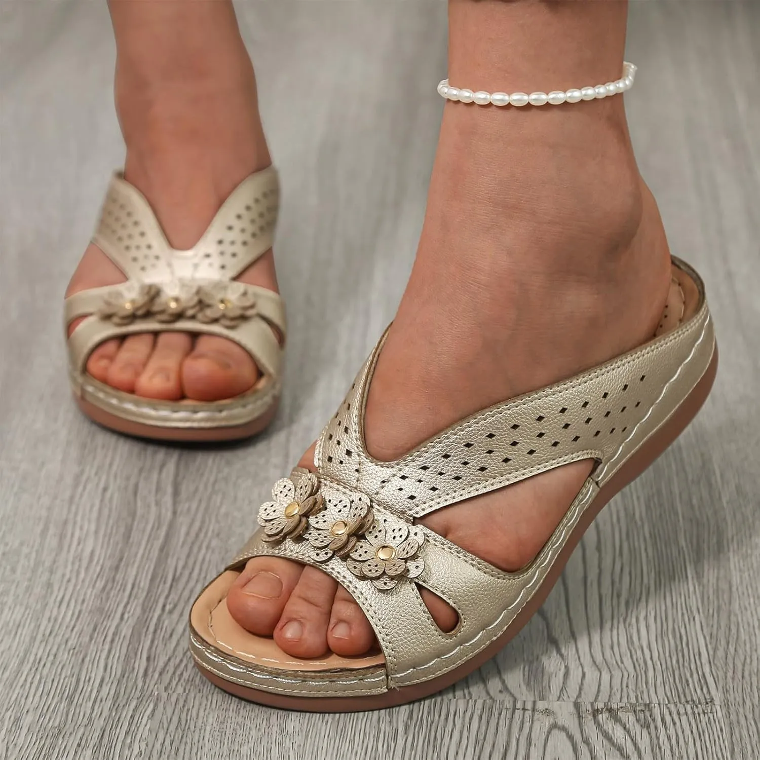 Orthopedic Sandals for Women 2025 Casual Comfortable Wedge Walking Shoes with Arch Support Summer Dressy Cushion Footbed Platform Thong Slip on Beach Slippers Slides