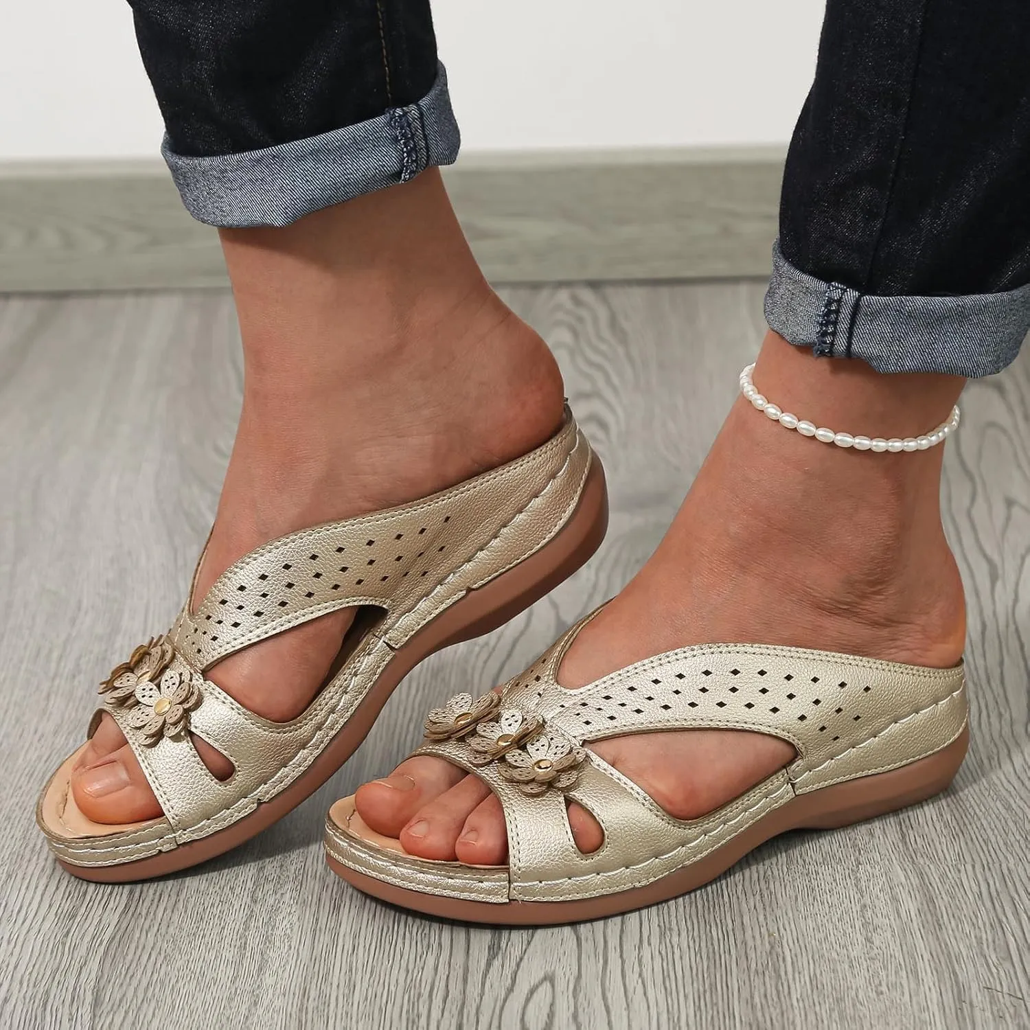 Orthopedic Sandals for Women 2025 Casual Comfortable Wedge Walking Shoes with Arch Support Summer Dressy Cushion Footbed Platform Thong Slip on Beach Slippers Slides