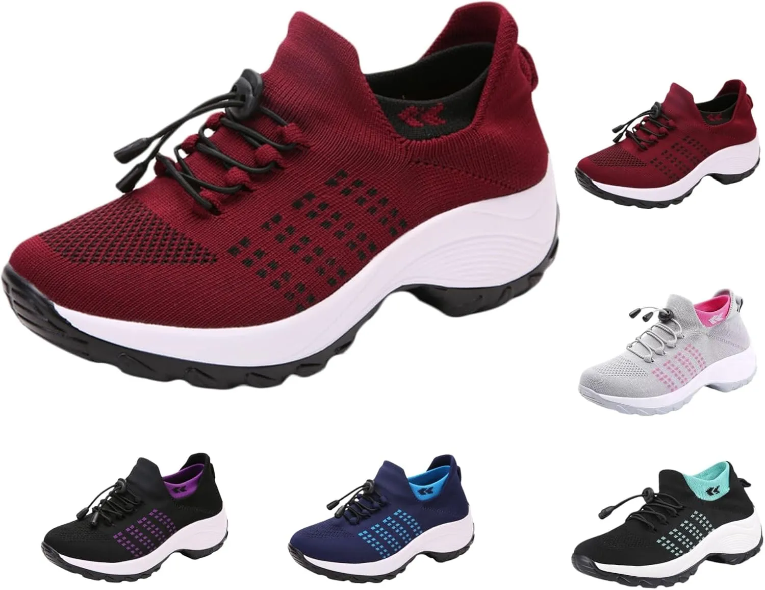 Orthopedic Shoes for Women Slip On Mesh Upper Walking Shoes Breathable Comfortable Casual Wedge Platform Non-Slip Sneakers