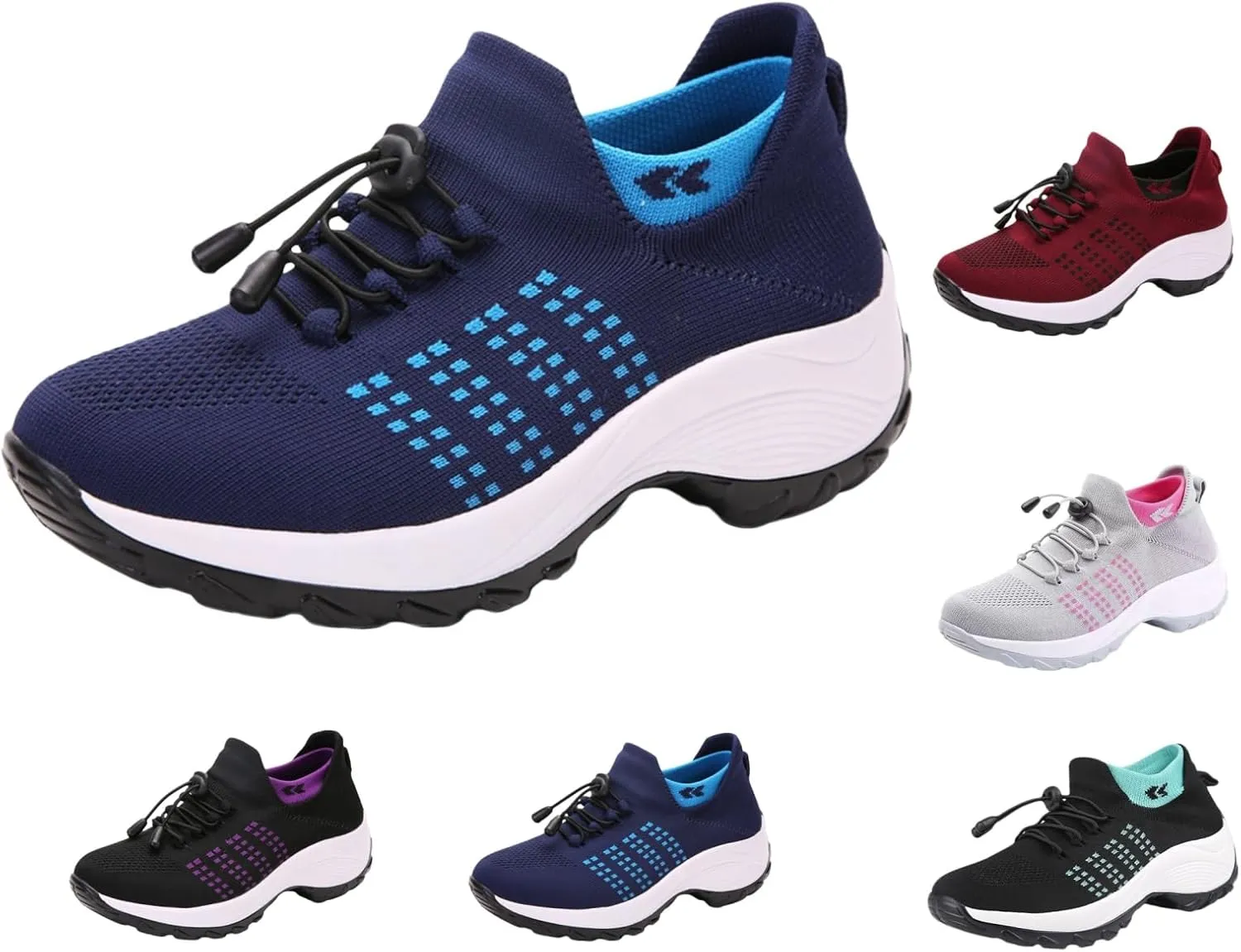 Orthopedic Shoes for Women Slip On Mesh Upper Walking Shoes Breathable Comfortable Casual Wedge Platform Non-Slip Sneakers
