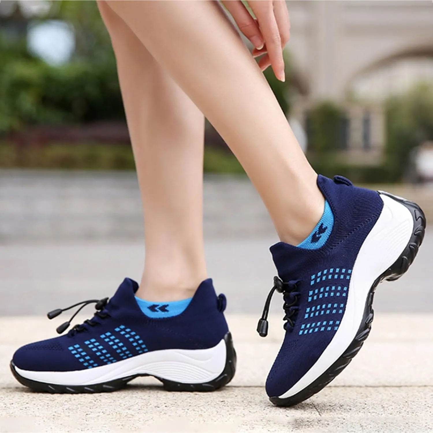 Orthopedic Shoes for Women Slip On Mesh Upper Walking Shoes Breathable Comfortable Casual Wedge Platform Non-Slip Sneakers