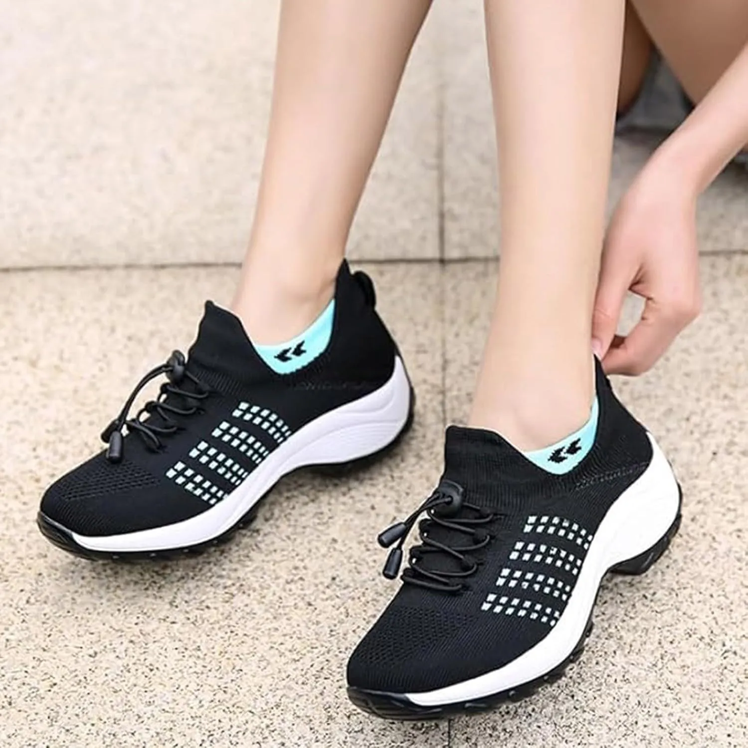 Orthopedic Shoes for Women Slip On Mesh Upper Walking Shoes Breathable Comfortable Casual Wedge Platform Non-Slip Sneakers