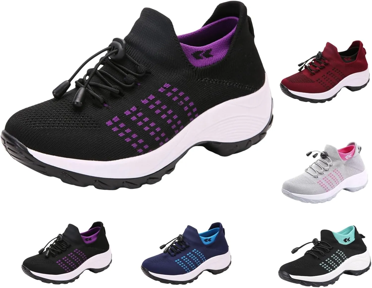 Orthopedic Shoes for Women Slip On Mesh Upper Walking Shoes Breathable Comfortable Casual Wedge Platform Non-Slip Sneakers