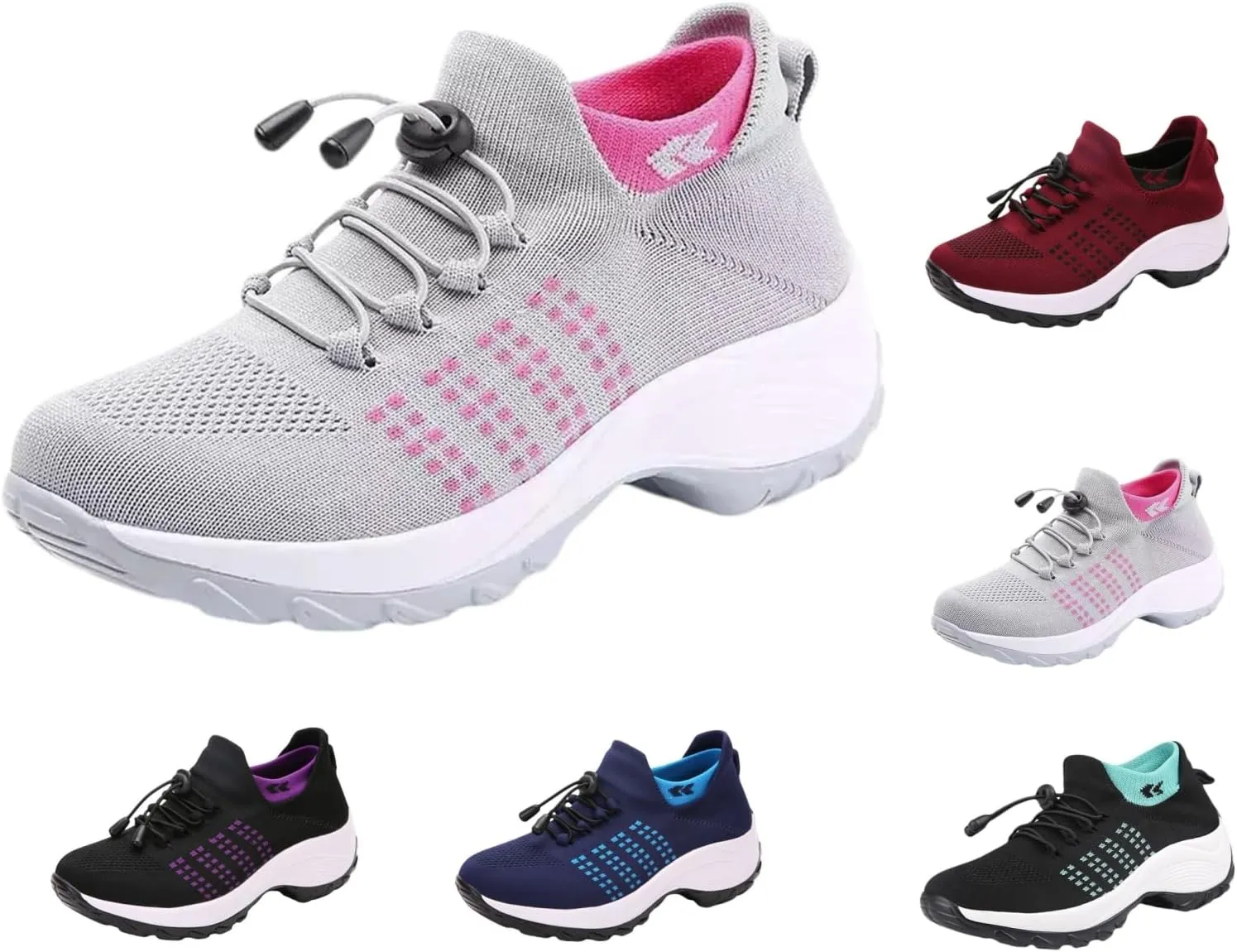 Orthopedic Shoes for Women Slip On Mesh Upper Walking Shoes Breathable Comfortable Casual Wedge Platform Non-Slip Sneakers