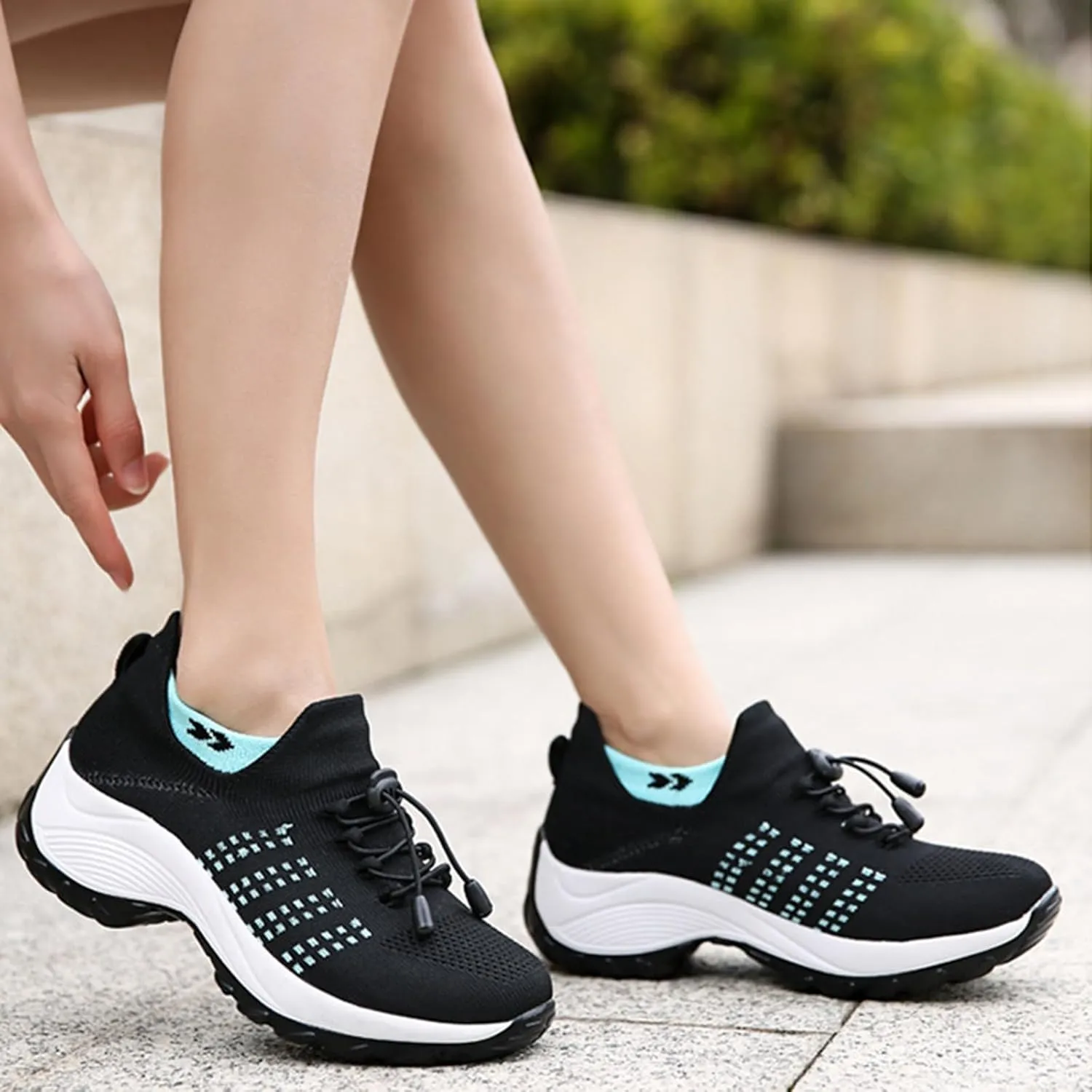 Orthopedic Shoes for Women Slip On Mesh Upper Walking Shoes Breathable Comfortable Casual Wedge Platform Non-Slip Sneakers