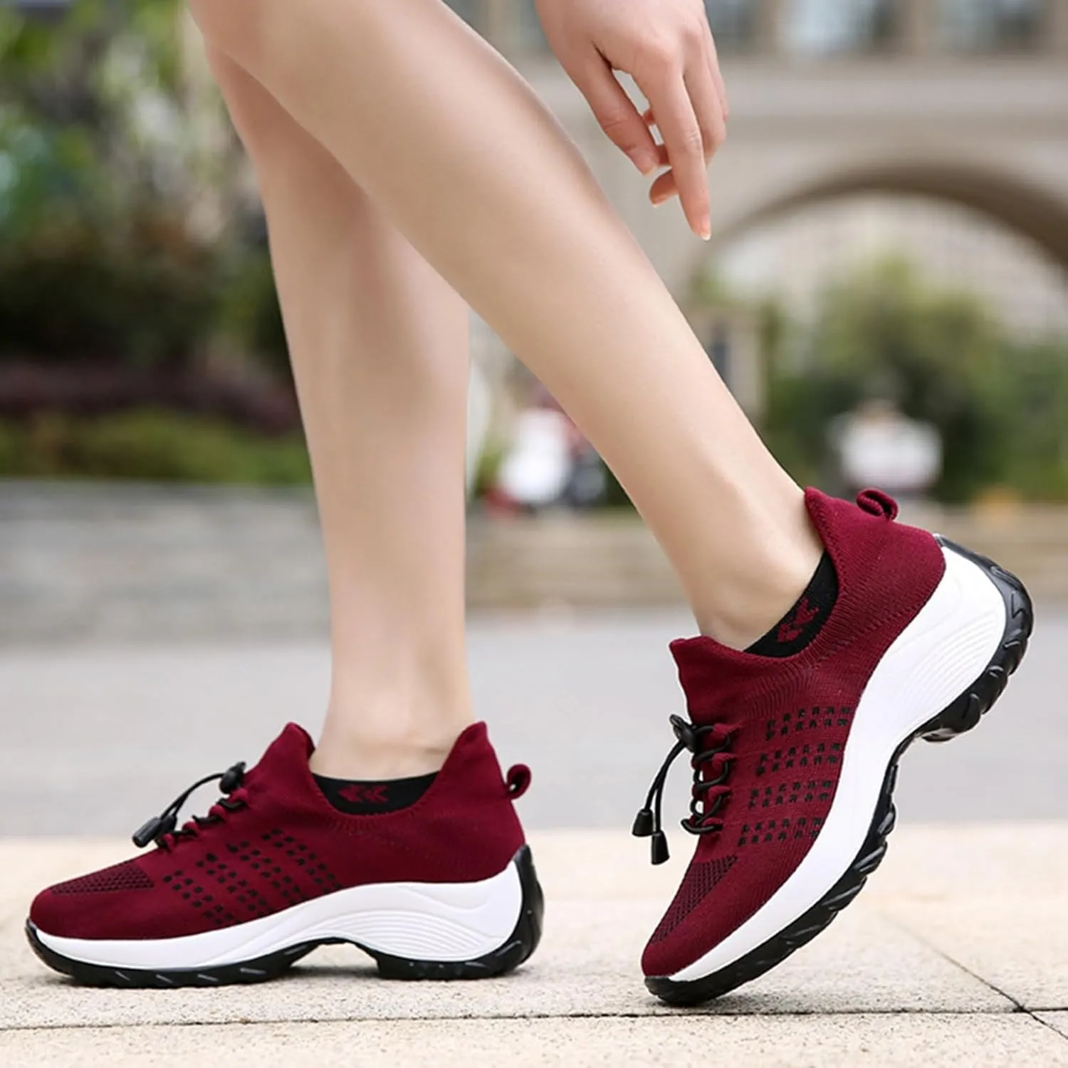 Orthopedic Shoes for Women Slip On Mesh Upper Walking Shoes Breathable Comfortable Casual Wedge Platform Non-Slip Sneakers