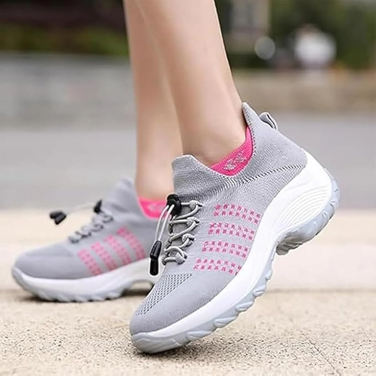 Orthopedic Shoes for Women Slip On Mesh Upper Walking Shoes Breathable Comfortable Casual Wedge Platform Non-Slip Sneakers