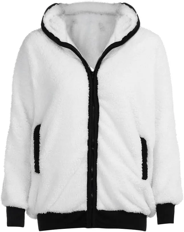 Panda Bear Coat Outerwear Jacket Hooded Cute Women Winter Ear Hoodie Warm Women's Coat Walking Jacket