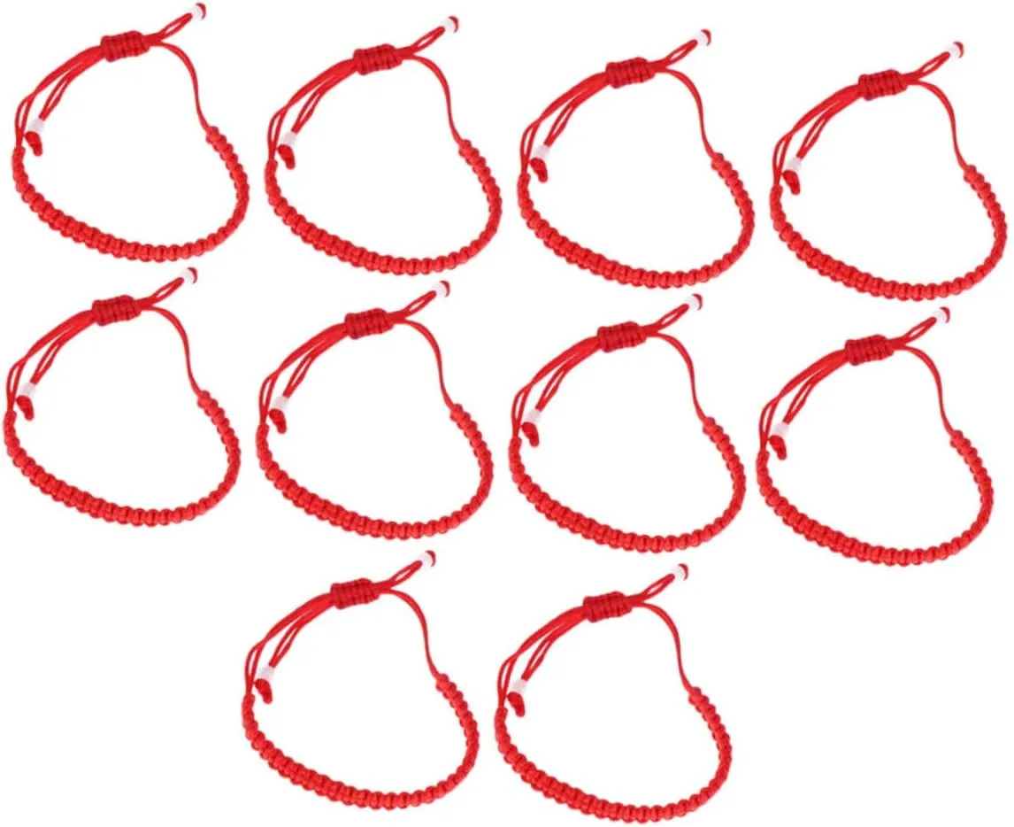 Pcs Red Woven Rope Bracelets String Jewelry Adjustable Braided Cord Bracelets Fashion Handmade Accessories for Women