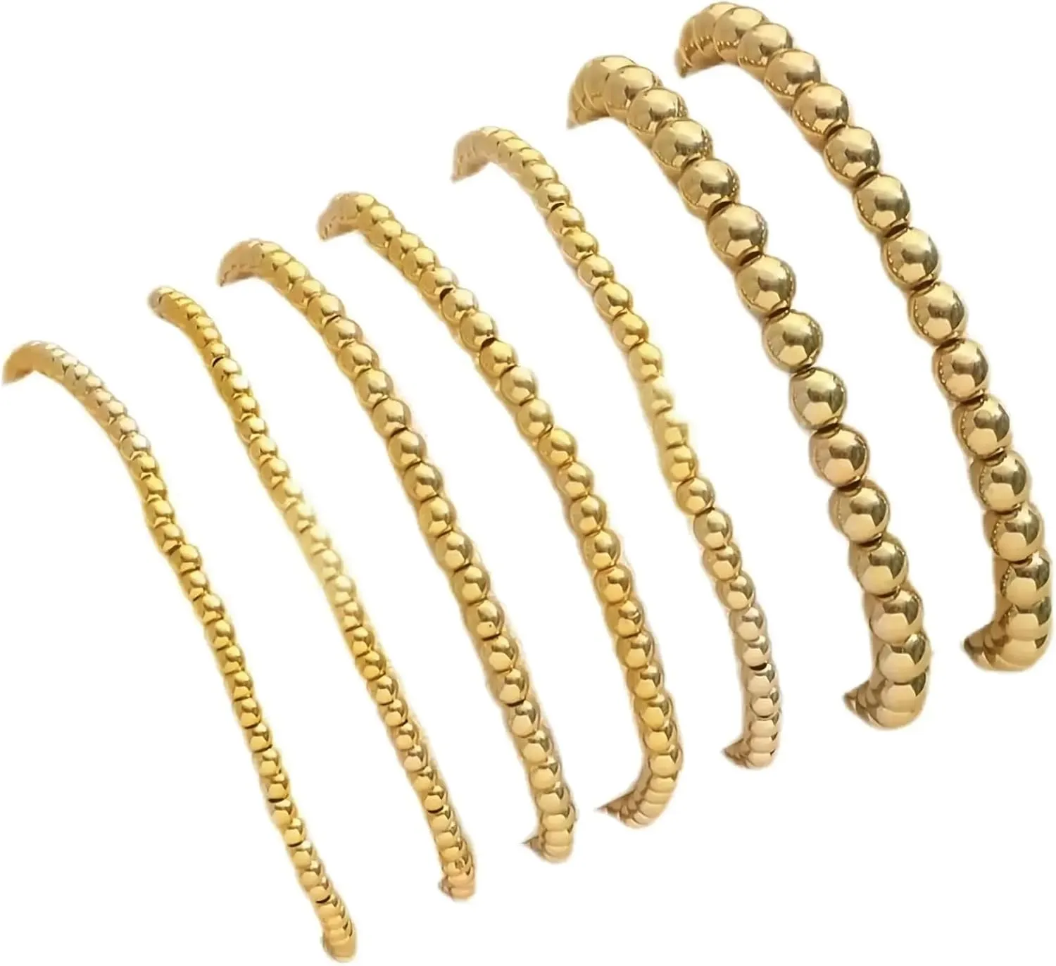 Pingyongchang Gold Plated Beaded Bracelets for Women Delicate Handmade Stackable Elegant Stretch Bead Ball Bracelets Set for Women Party Gifts Jewelry