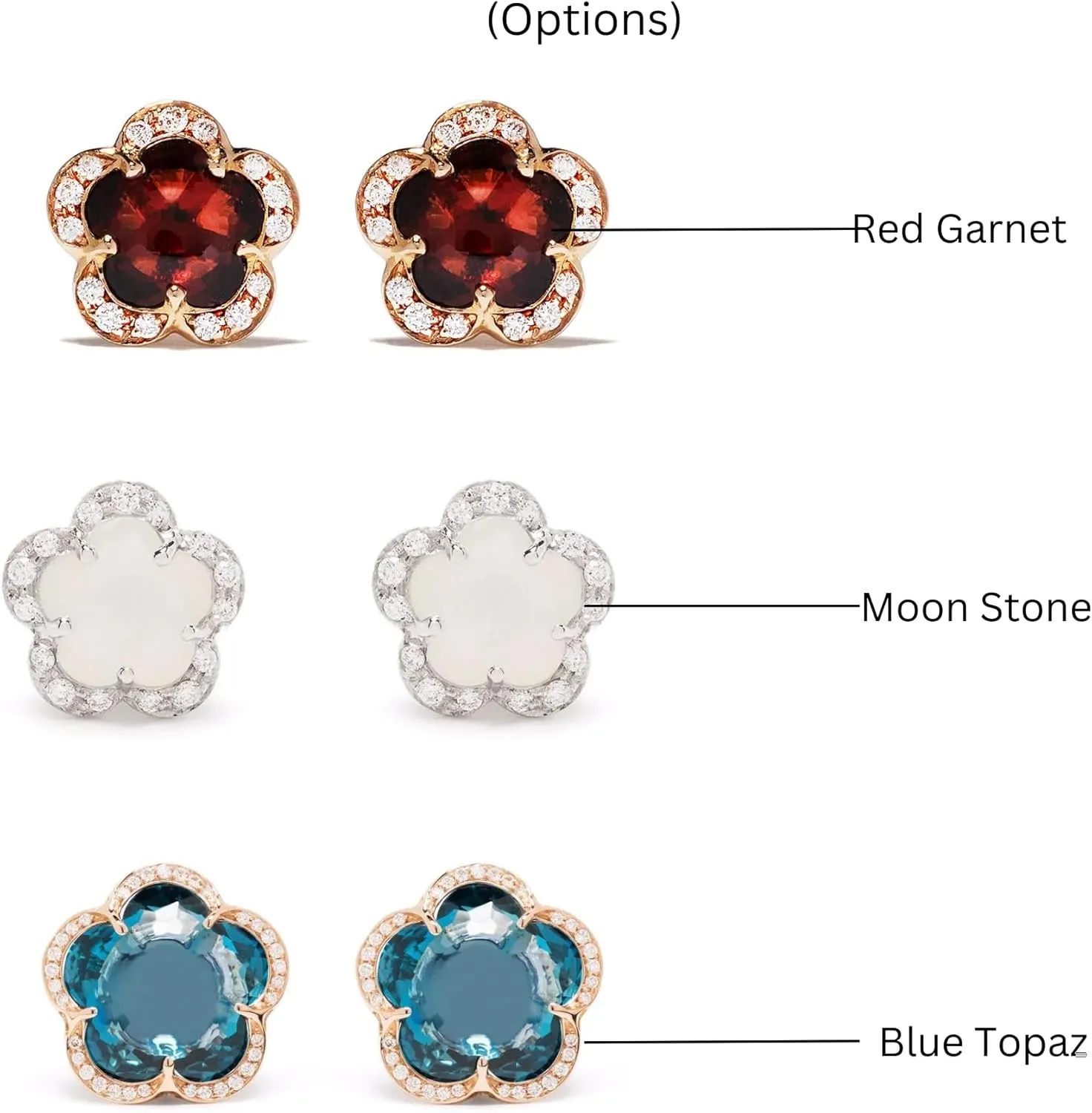 Pink Chalcedony Diamond (1.20ct) Earring | Flower Gold Earring | Gemstone Stud| Handmade Jewelry | Birthstone Stud Gift For Her