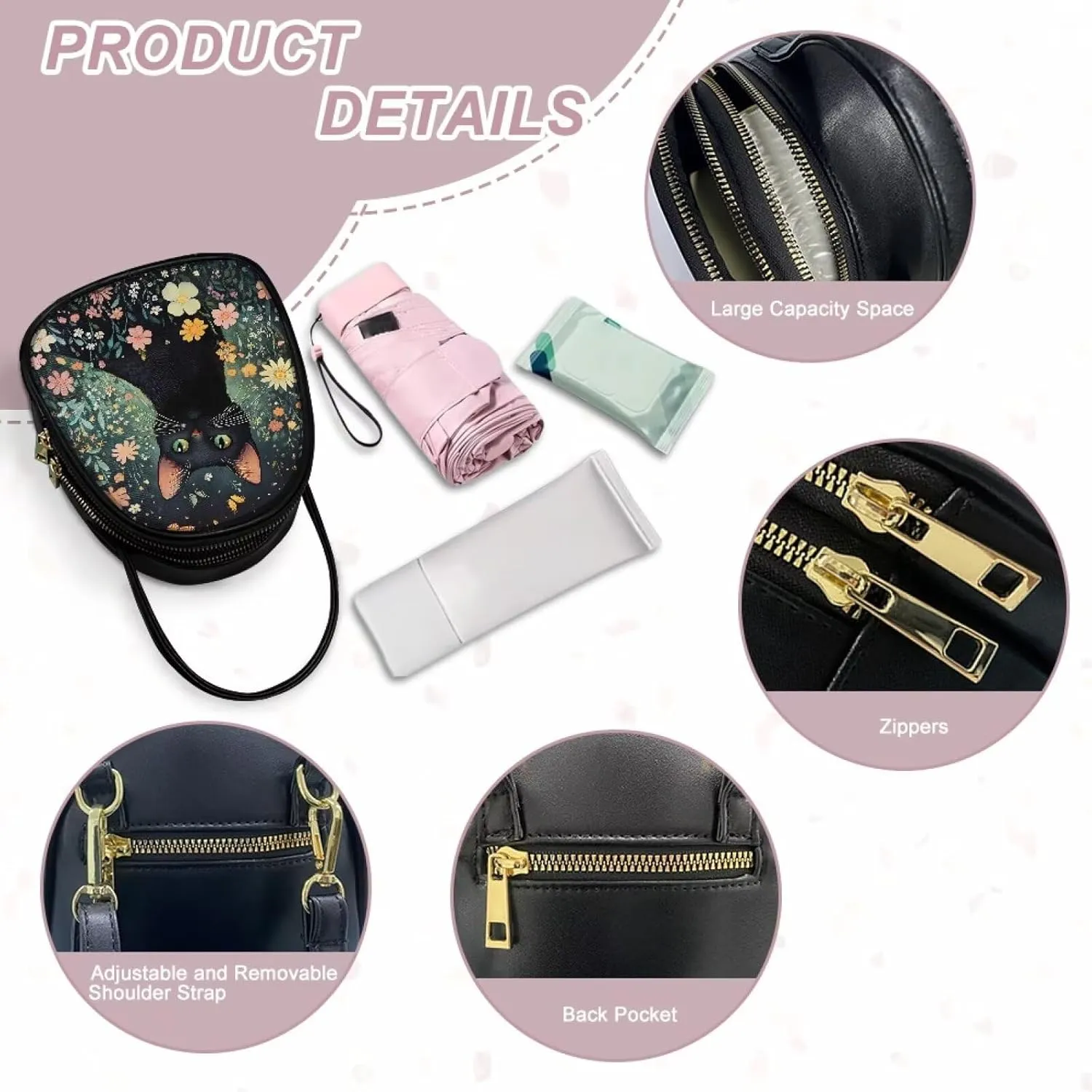 PU Leather Ladies Bag Crossbody Purse with Double Zipper Pocket Women's Double Layer Leather Shoulder Square Bags