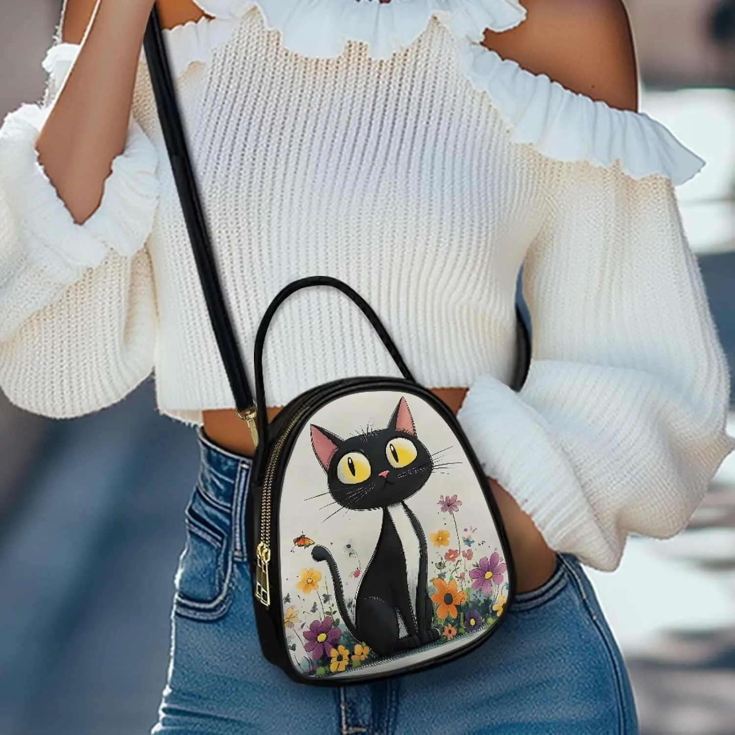 PU Leather Ladies Bag Crossbody Purse with Double Zipper Pocket Women's Double Layer Leather Shoulder Square Bags