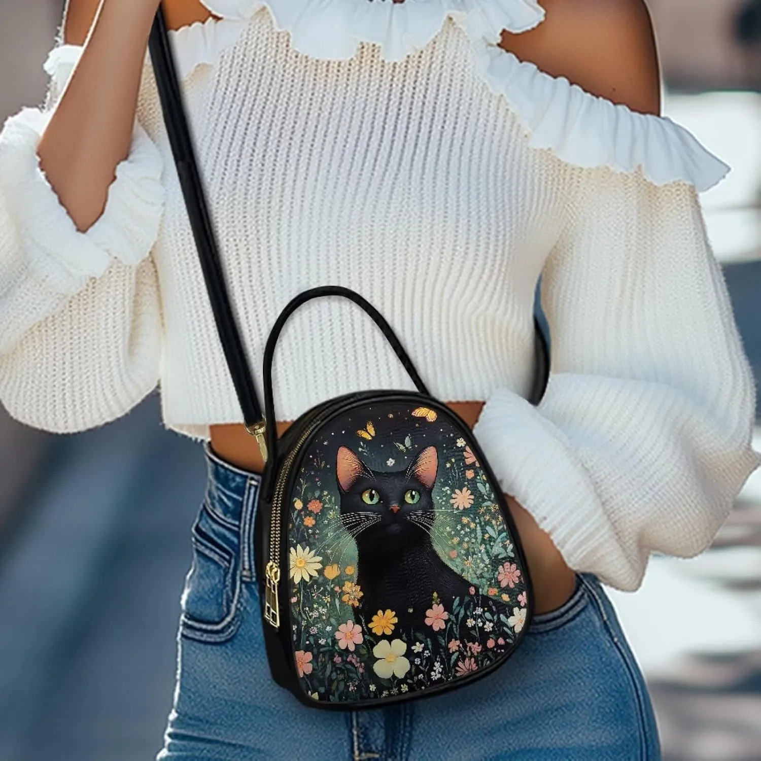 PU Leather Ladies Bag Crossbody Purse with Double Zipper Pocket Women's Double Layer Leather Shoulder Square Bags