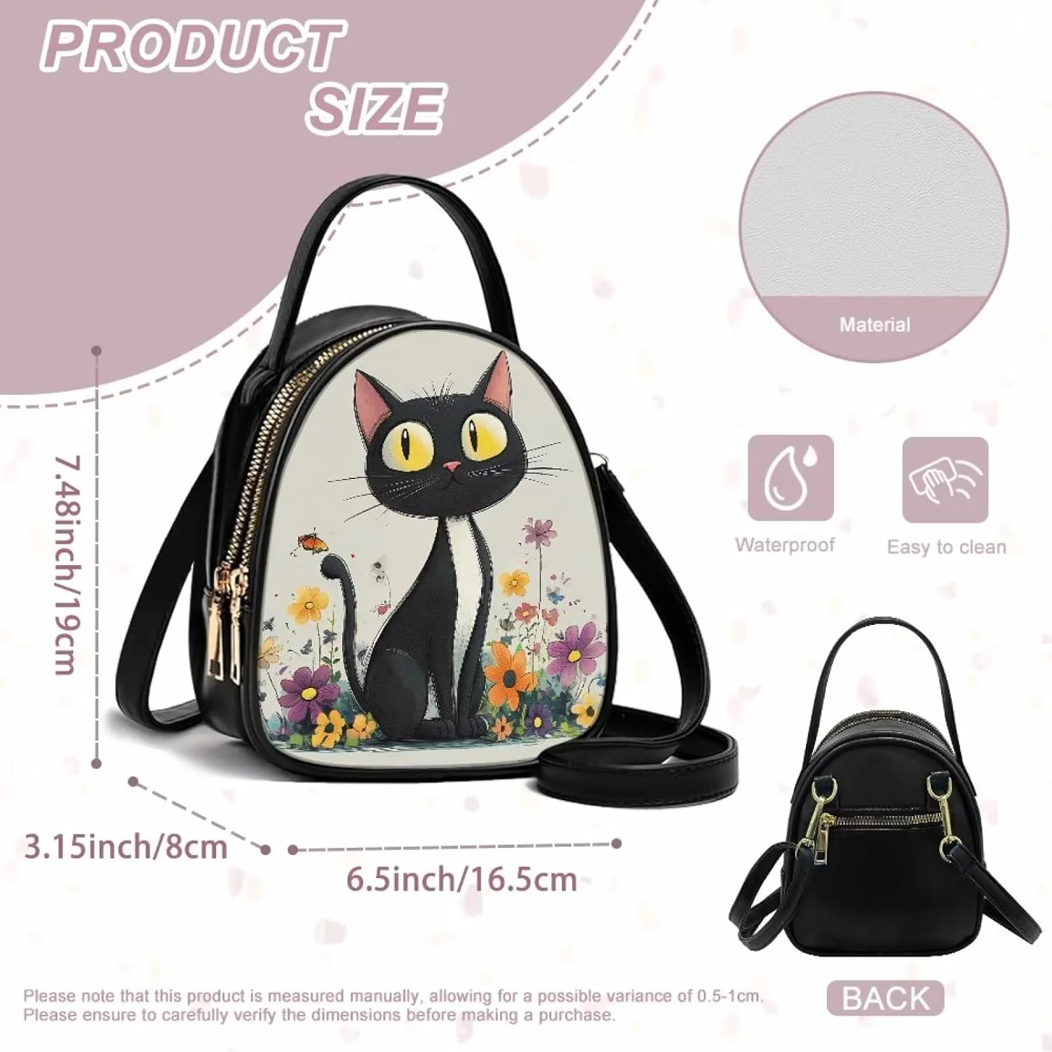 PU Leather Ladies Bag Crossbody Purse with Double Zipper Pocket Women's Double Layer Leather Shoulder Square Bags