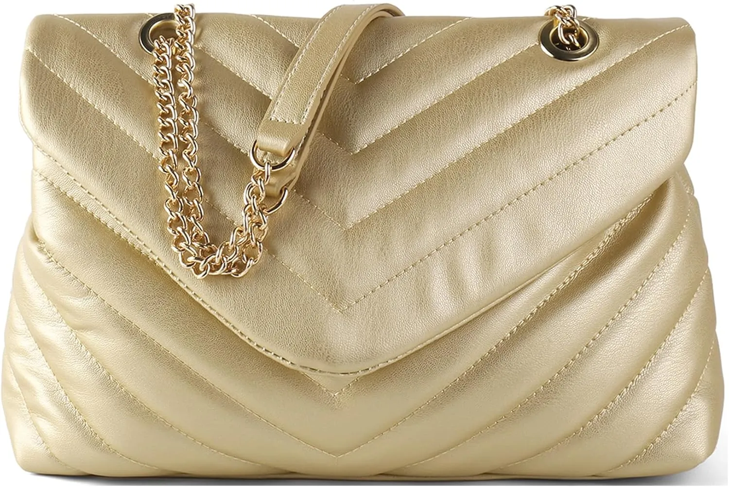 Quilted Crossbody Bag for Women, Soft Vegan Chevron Purses, Trendy Shoulder Handbags with Flap