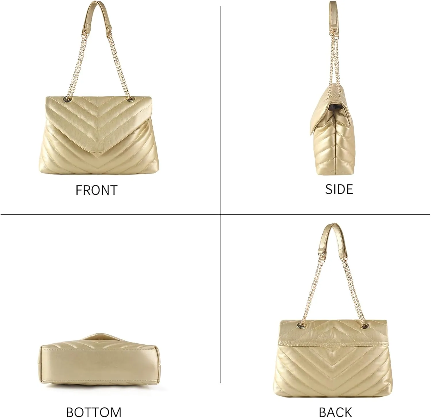 Quilted Crossbody Bag for Women, Soft Vegan Chevron Purses, Trendy Shoulder Handbags with Flap