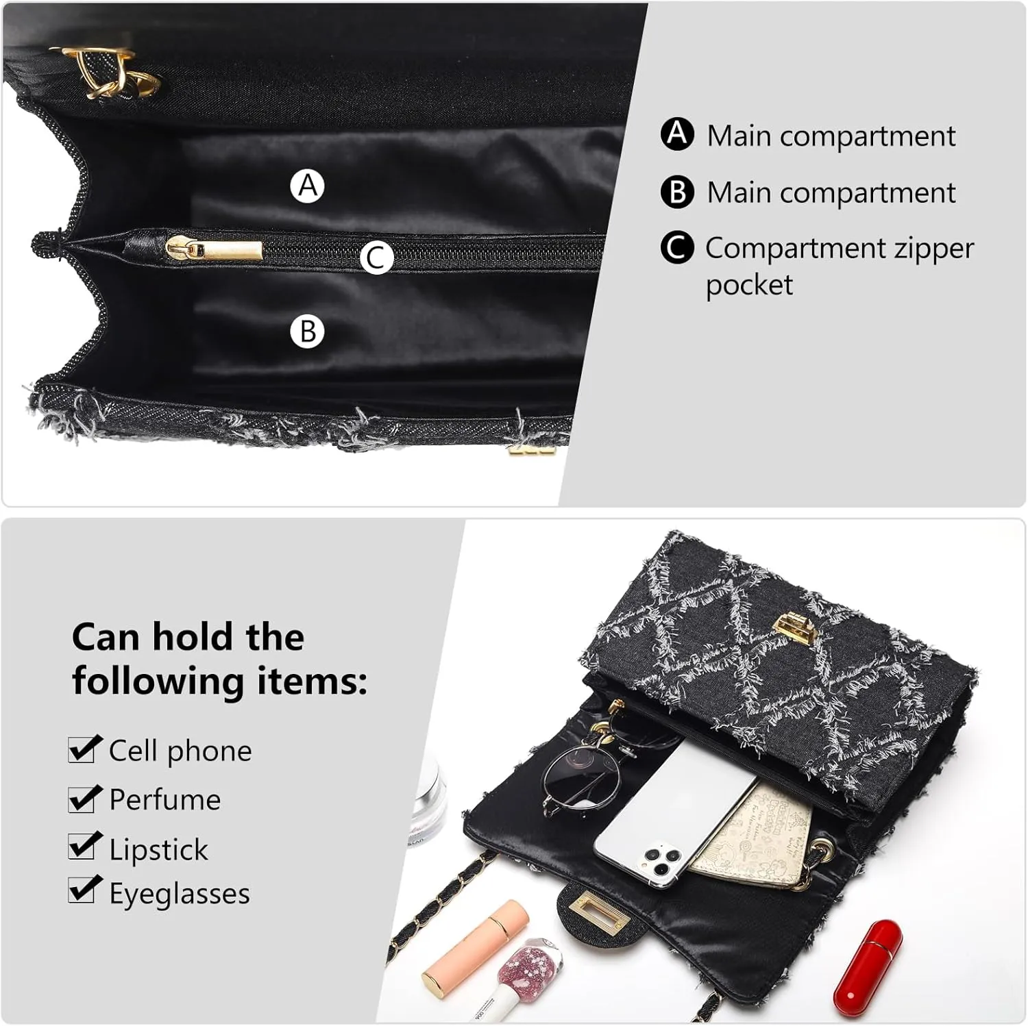 Quilted Leather Crossbody Bags for Women Trendy Ladies Shoulder Purse Satchel HandBag with Chain Strap