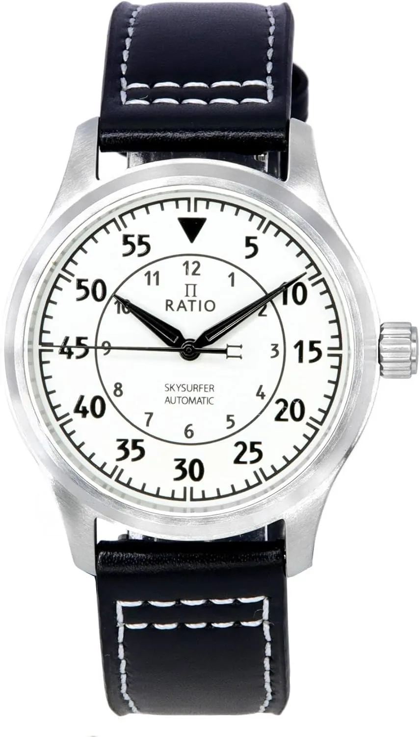 RATIO Pilot Style Watches Analog Japanese Automatic 200M Water Resistant Casual Formal Wear Watch for Men