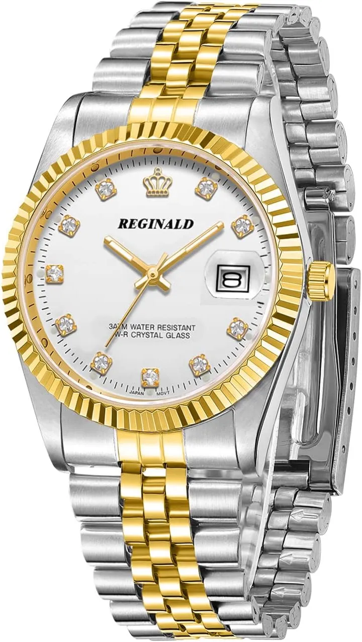 Reginald Watches for Women Fashion Watch Luminous Hands Sapphire Stainless Steel Quartz Rome Dial Gold Watches