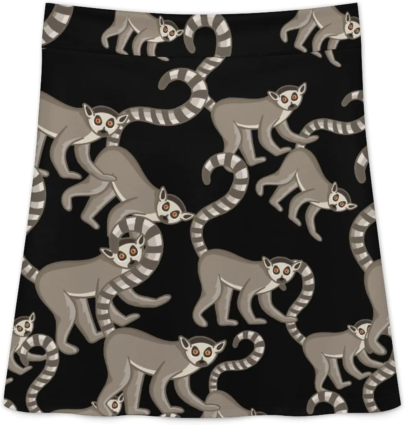 Ring-Tailed Lemur Women's Mini Skirt High Waist Midi Shorts A-Line Skorts