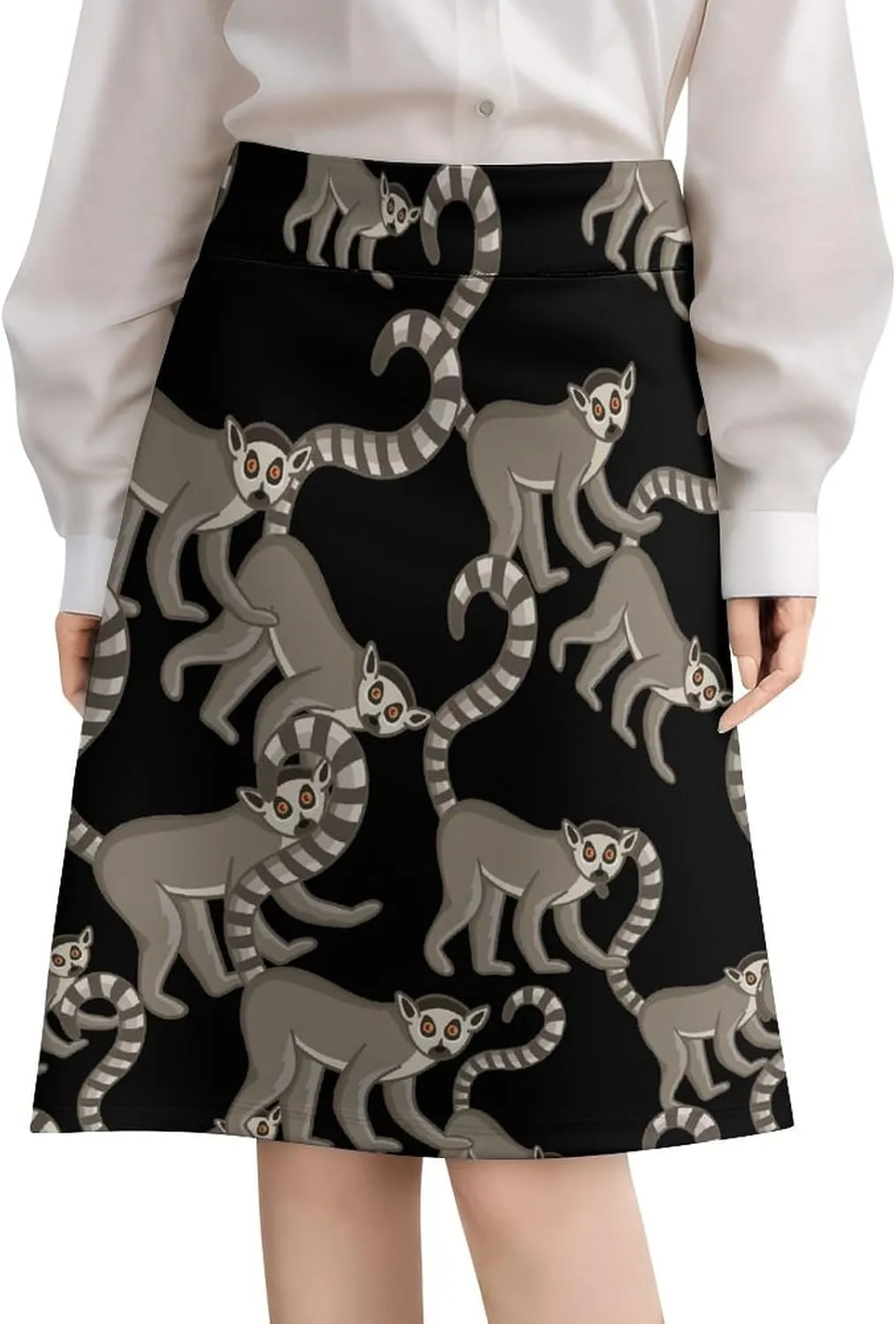 Ring-Tailed Lemur Women's Mini Skirt High Waist Midi Shorts A-Line Skorts