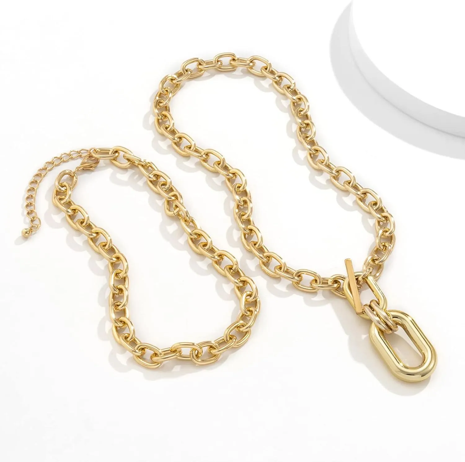 Roe Dolph Gold Chunky Necklace for Women Punk Cuban Link Chain Choker Necklace Thick Hip Hop Necklace for Egirls Chunky Necklace Toggle Clasp Necklace
