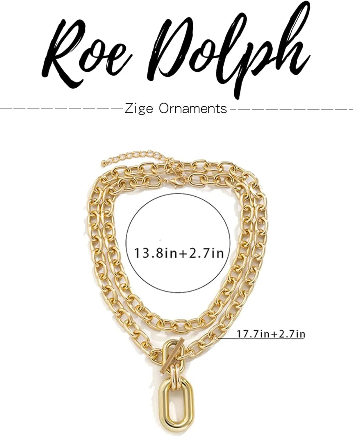 Roe Dolph Gold Chunky Necklace for Women Punk Cuban Link Chain Choker Necklace Thick Hip Hop Necklace for Egirls Chunky Necklace Toggle Clasp Necklace