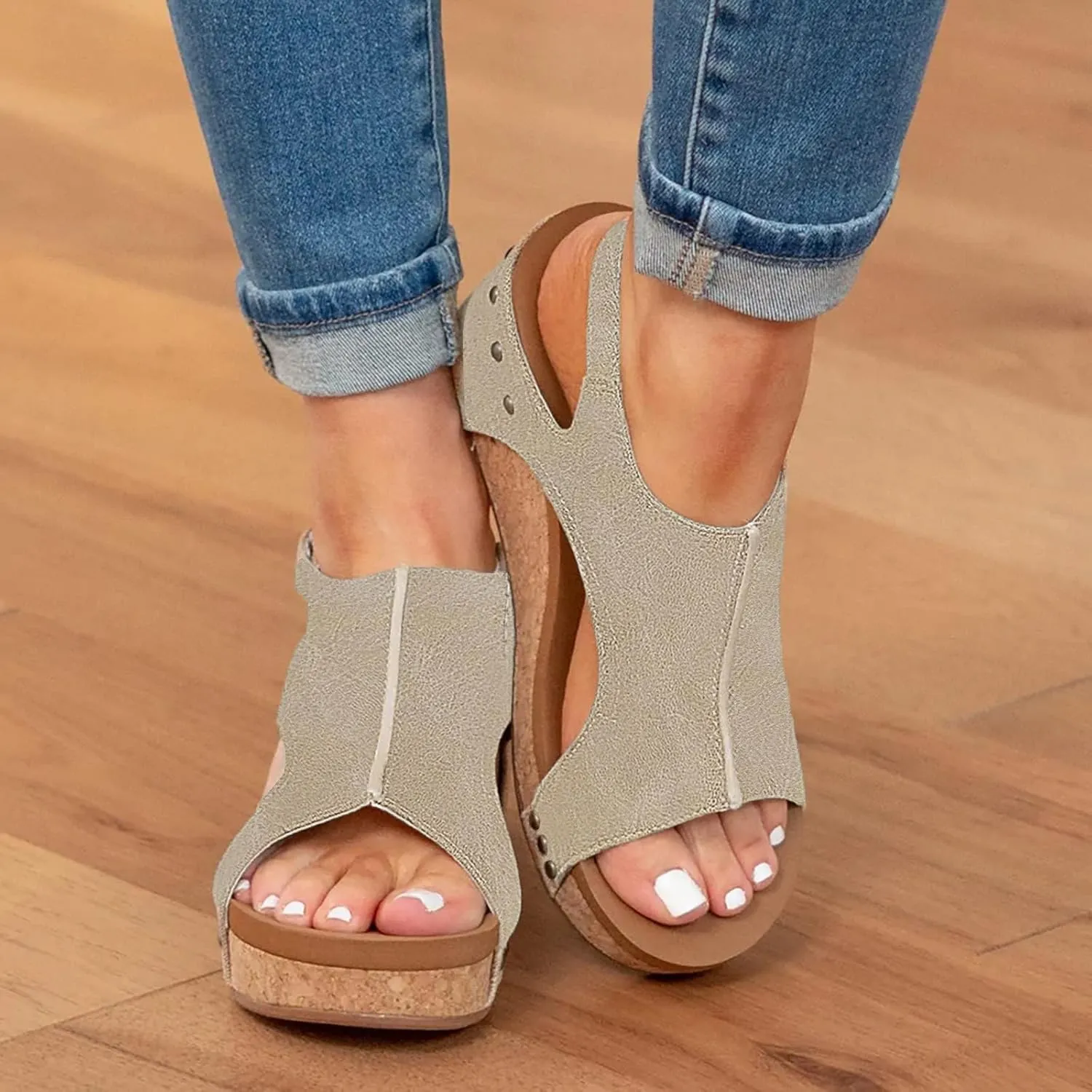 Sandals for Women 2025,Summer Sandals for Women 2025,Platform Wedge Sandals for Women Open Toe Wedge Heels,Casual Summer Dress Shoes Ladies Wedges Comfortable Vacation Shoes